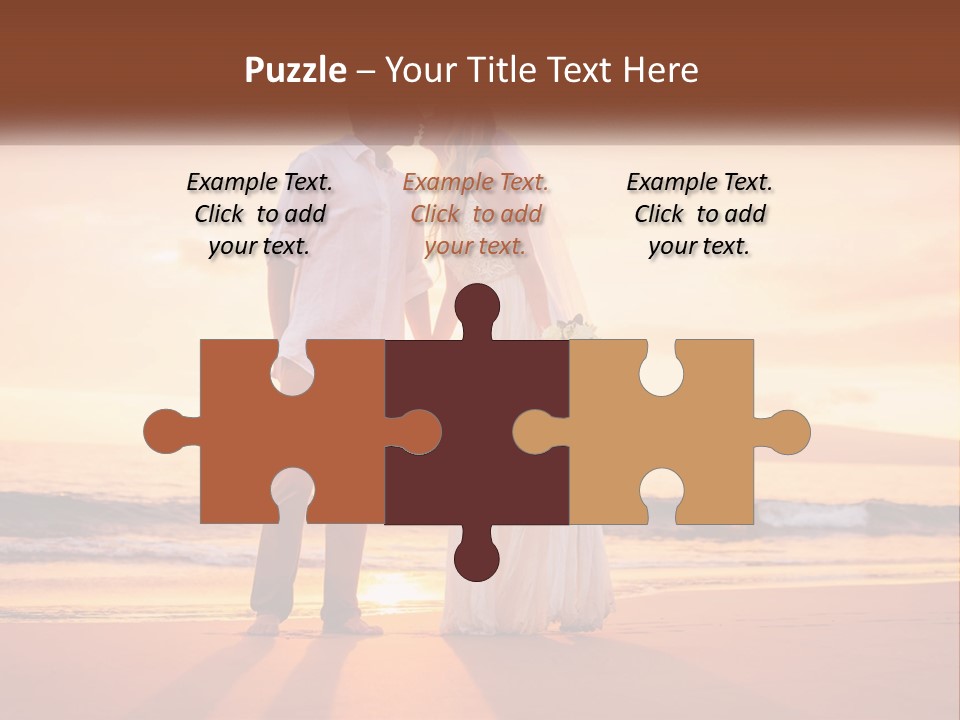 A Bride And Groom Kissing On The Beach At Sunset PowerPoint Template