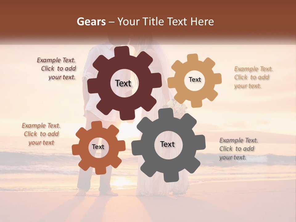 A Bride And Groom Kissing On The Beach At Sunset PowerPoint Template