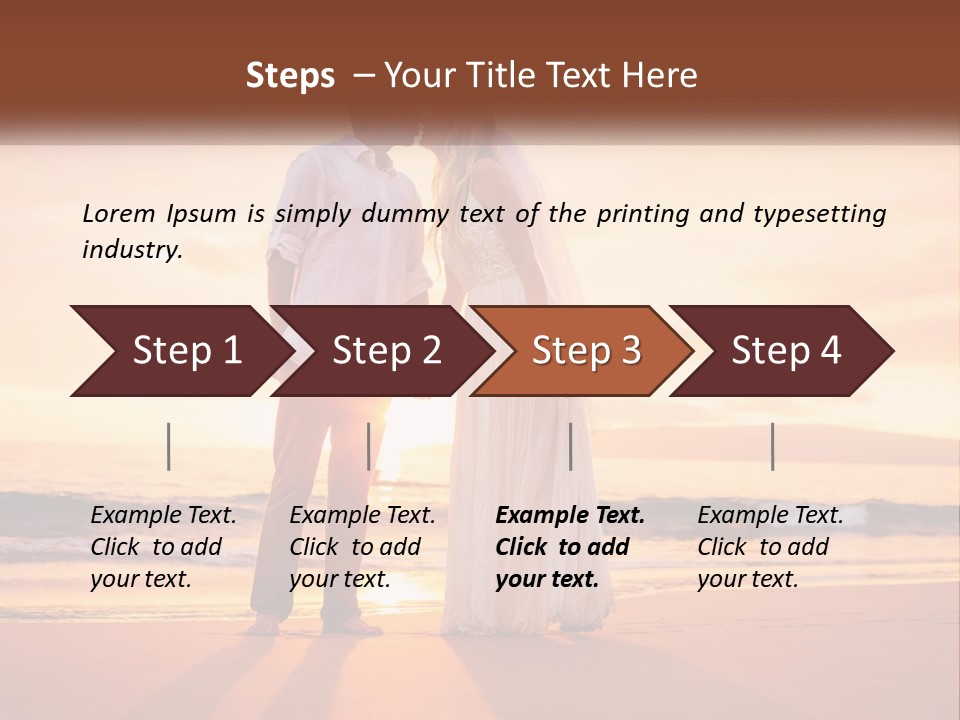 A Bride And Groom Kissing On The Beach At Sunset PowerPoint Template