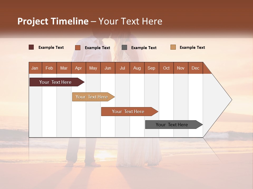 A Bride And Groom Kissing On The Beach At Sunset PowerPoint Template