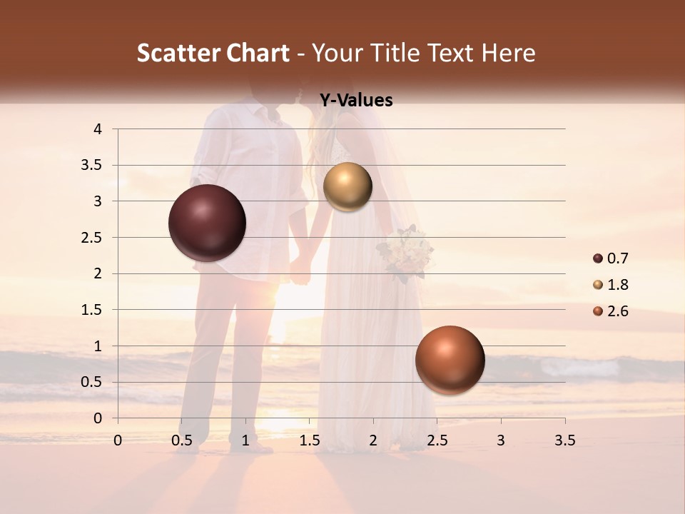 A Bride And Groom Kissing On The Beach At Sunset PowerPoint Template