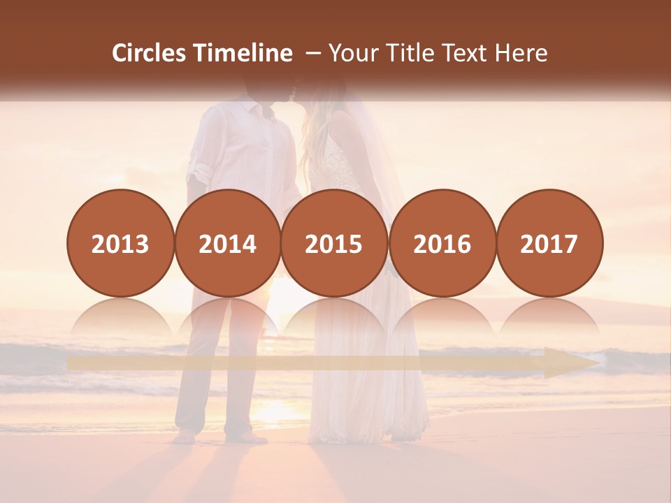 A Bride And Groom Kissing On The Beach At Sunset PowerPoint Template