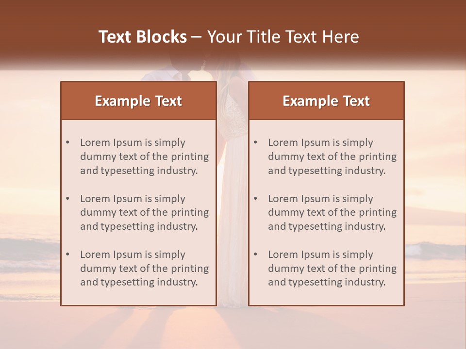 A Bride And Groom Kissing On The Beach At Sunset PowerPoint Template