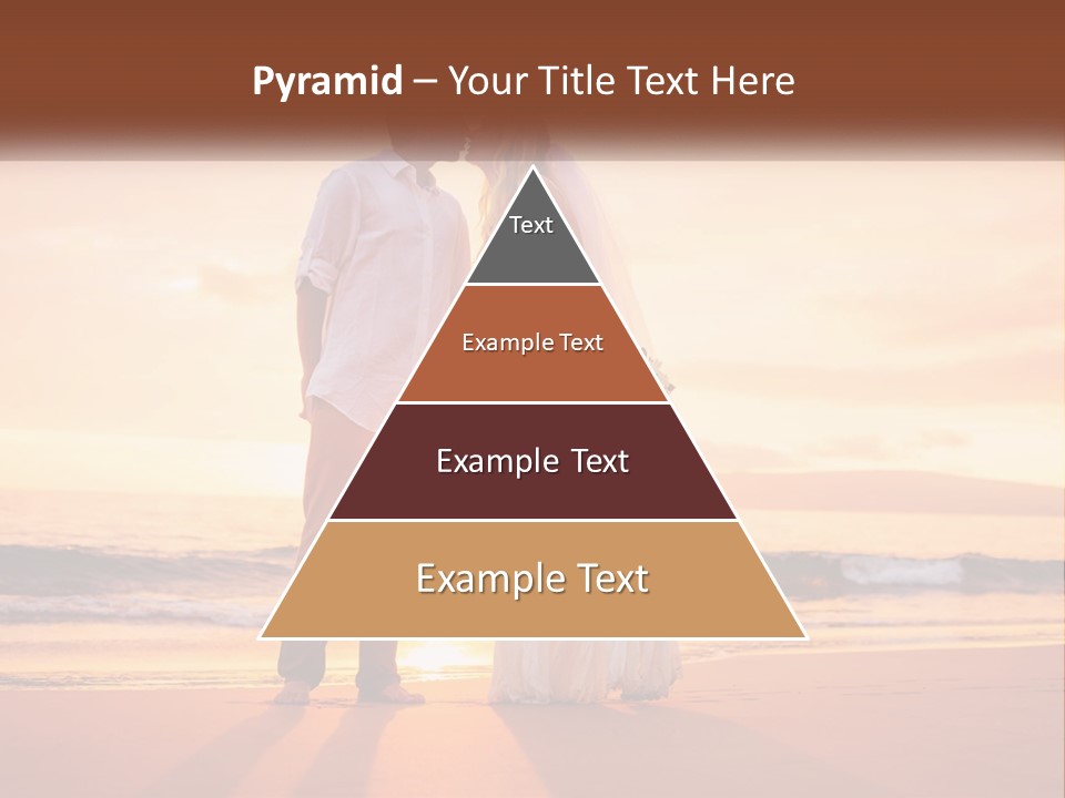 A Bride And Groom Kissing On The Beach At Sunset PowerPoint Template