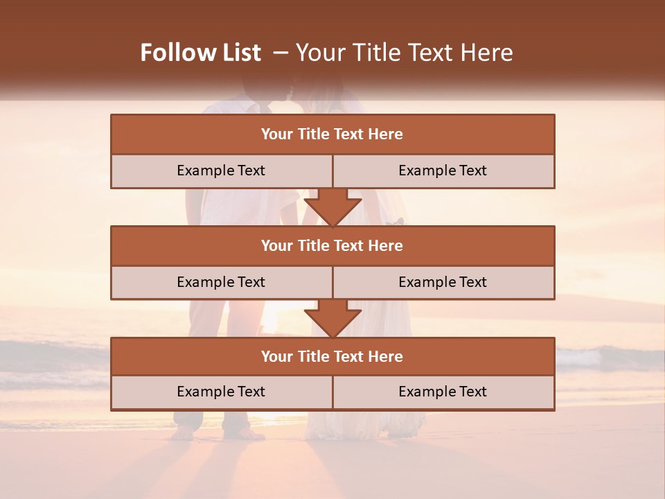 A Bride And Groom Kissing On The Beach At Sunset PowerPoint Template