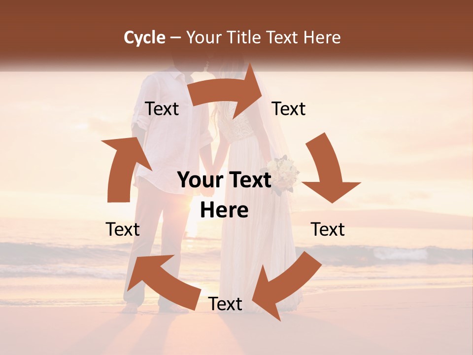 A Bride And Groom Kissing On The Beach At Sunset PowerPoint Template