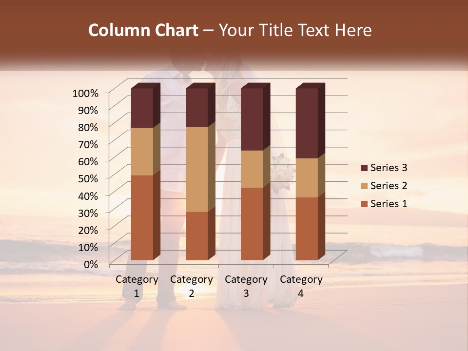 A Bride And Groom Kissing On The Beach At Sunset PowerPoint Template