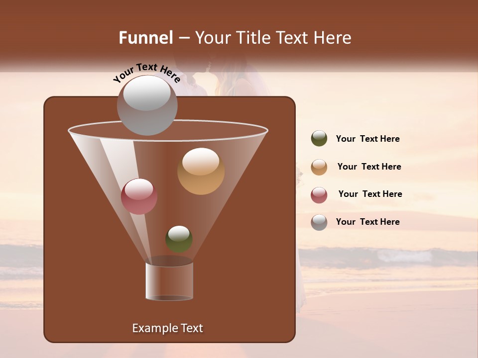 A Bride And Groom Kissing On The Beach At Sunset PowerPoint Template