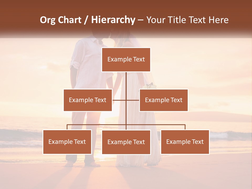 A Bride And Groom Kissing On The Beach At Sunset PowerPoint Template