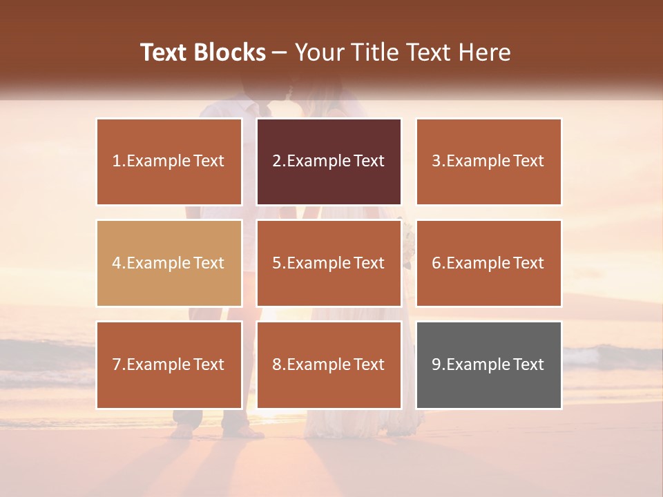 A Bride And Groom Kissing On The Beach At Sunset PowerPoint Template