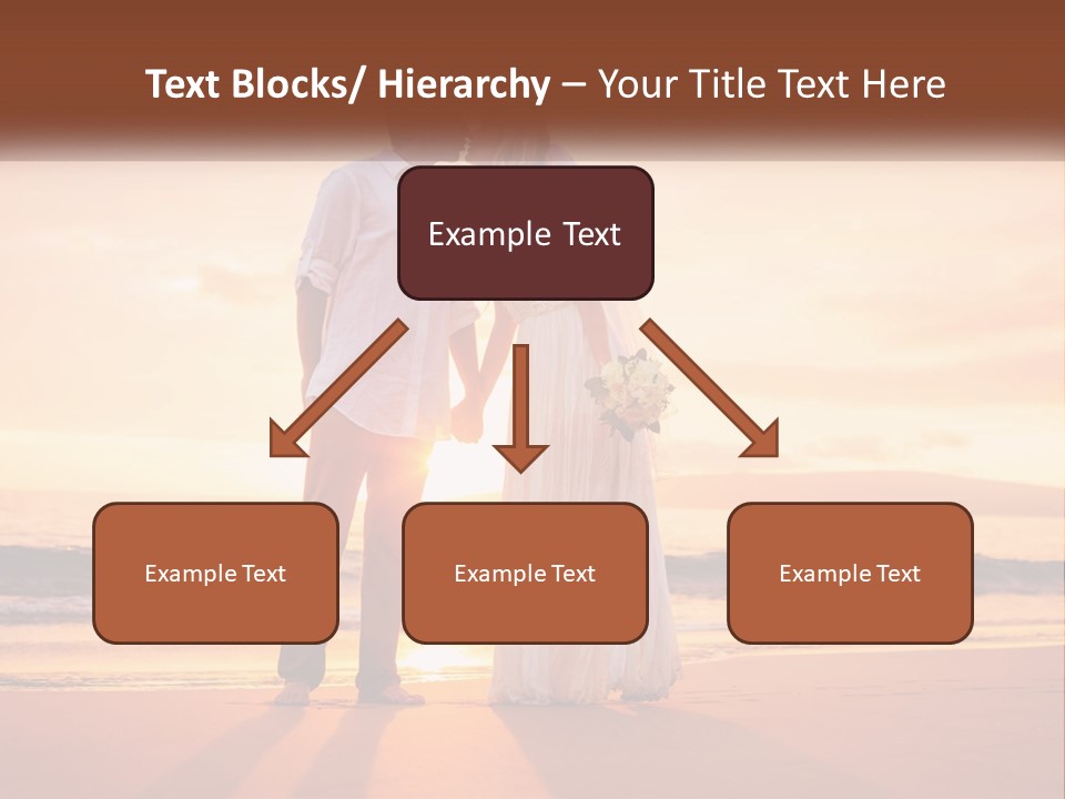 A Bride And Groom Kissing On The Beach At Sunset PowerPoint Template