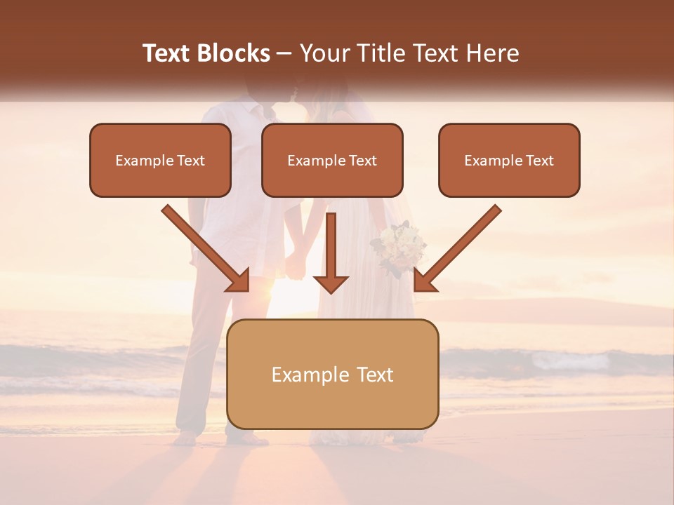 A Bride And Groom Kissing On The Beach At Sunset PowerPoint Template