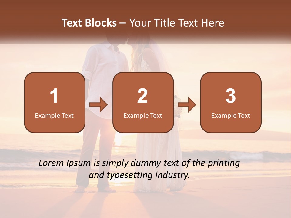 A Bride And Groom Kissing On The Beach At Sunset PowerPoint Template