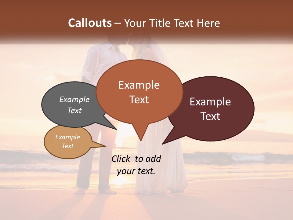 A Bride And Groom Kissing On The Beach At Sunset PowerPoint Template