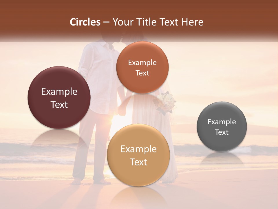 A Bride And Groom Kissing On The Beach At Sunset PowerPoint Template