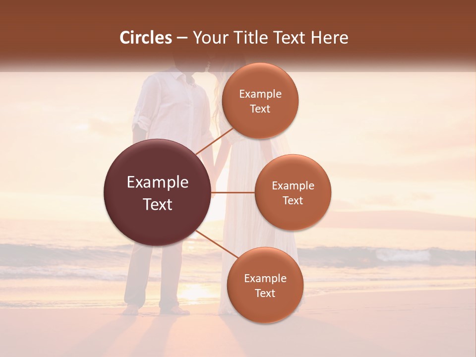 A Bride And Groom Kissing On The Beach At Sunset PowerPoint Template