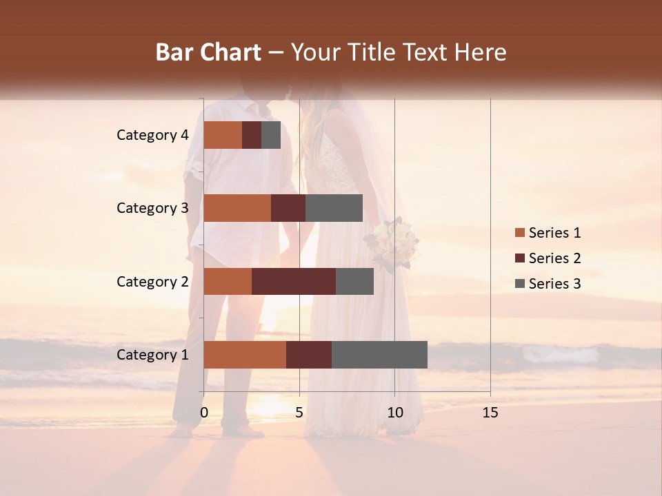 A Bride And Groom Kissing On The Beach At Sunset PowerPoint Template