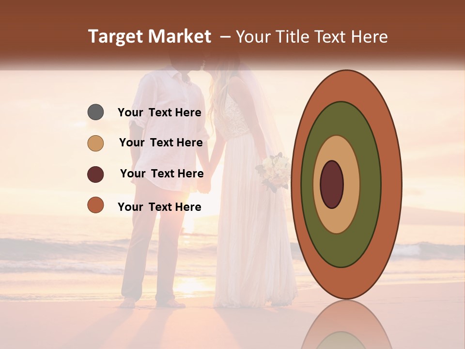 A Bride And Groom Kissing On The Beach At Sunset PowerPoint Template