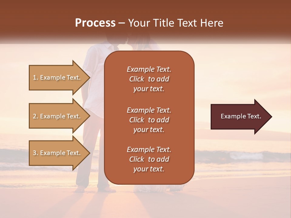 A Bride And Groom Kissing On The Beach At Sunset PowerPoint Template