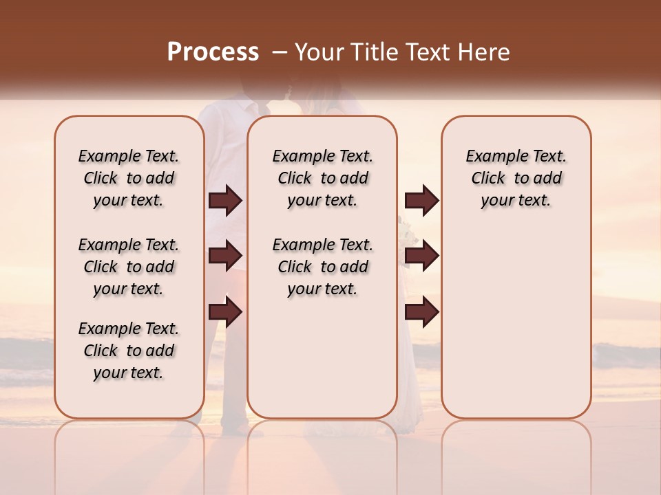 A Bride And Groom Kissing On The Beach At Sunset PowerPoint Template
