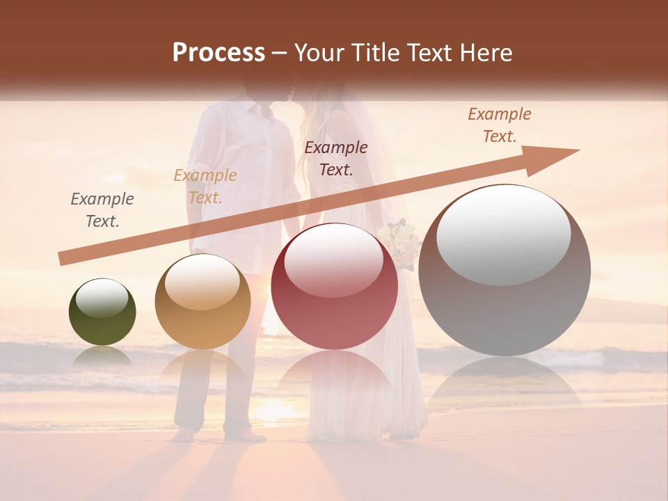 A Bride And Groom Kissing On The Beach At Sunset PowerPoint Template