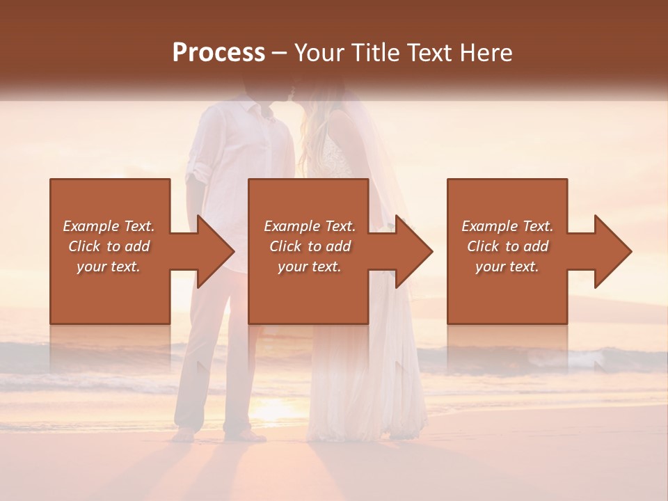 A Bride And Groom Kissing On The Beach At Sunset PowerPoint Template