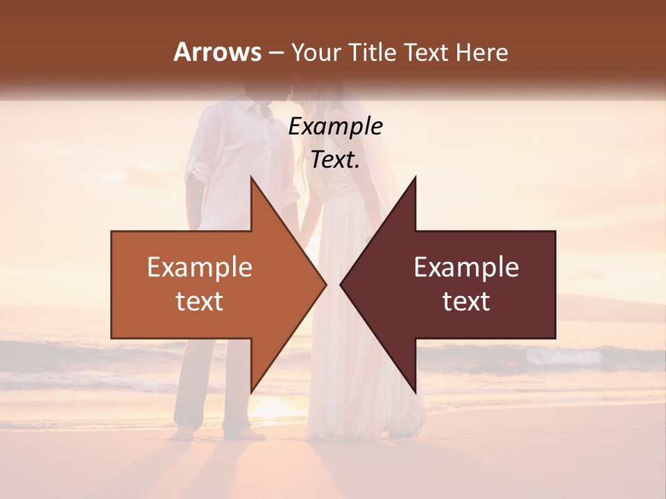 A Bride And Groom Kissing On The Beach At Sunset PowerPoint Template