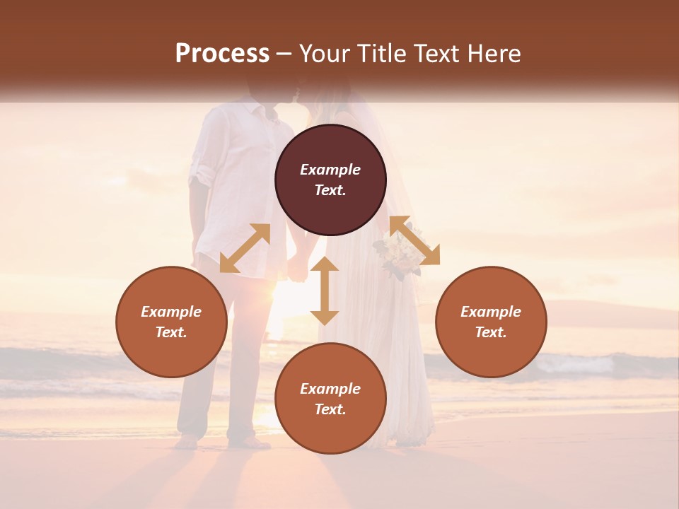 A Bride And Groom Kissing On The Beach At Sunset PowerPoint Template