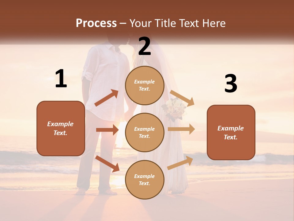 A Bride And Groom Kissing On The Beach At Sunset PowerPoint Template