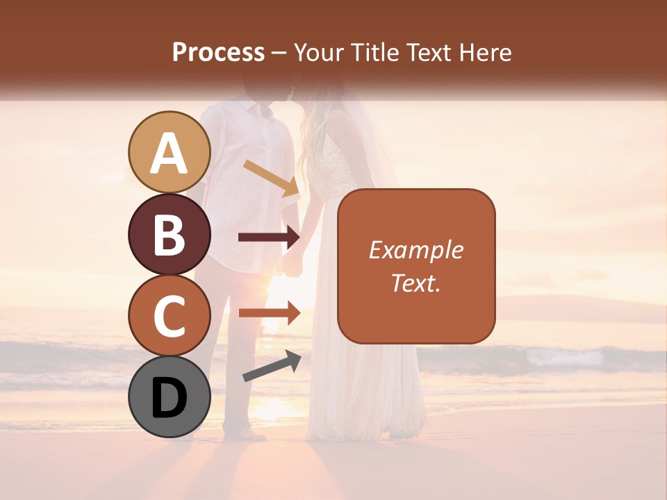 A Bride And Groom Kissing On The Beach At Sunset PowerPoint Template