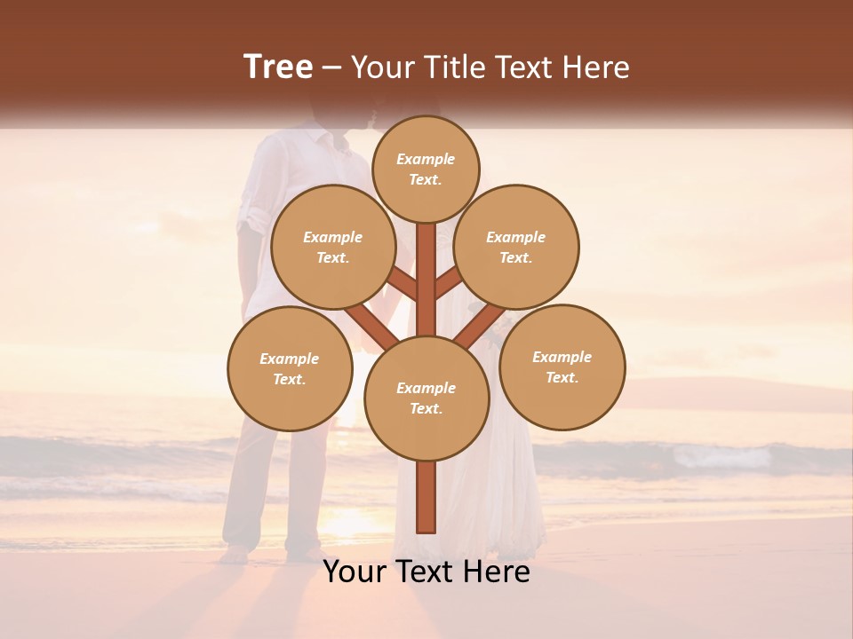 A Bride And Groom Kissing On The Beach At Sunset PowerPoint Template