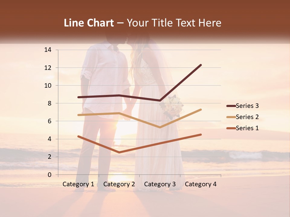 A Bride And Groom Kissing On The Beach At Sunset PowerPoint Template