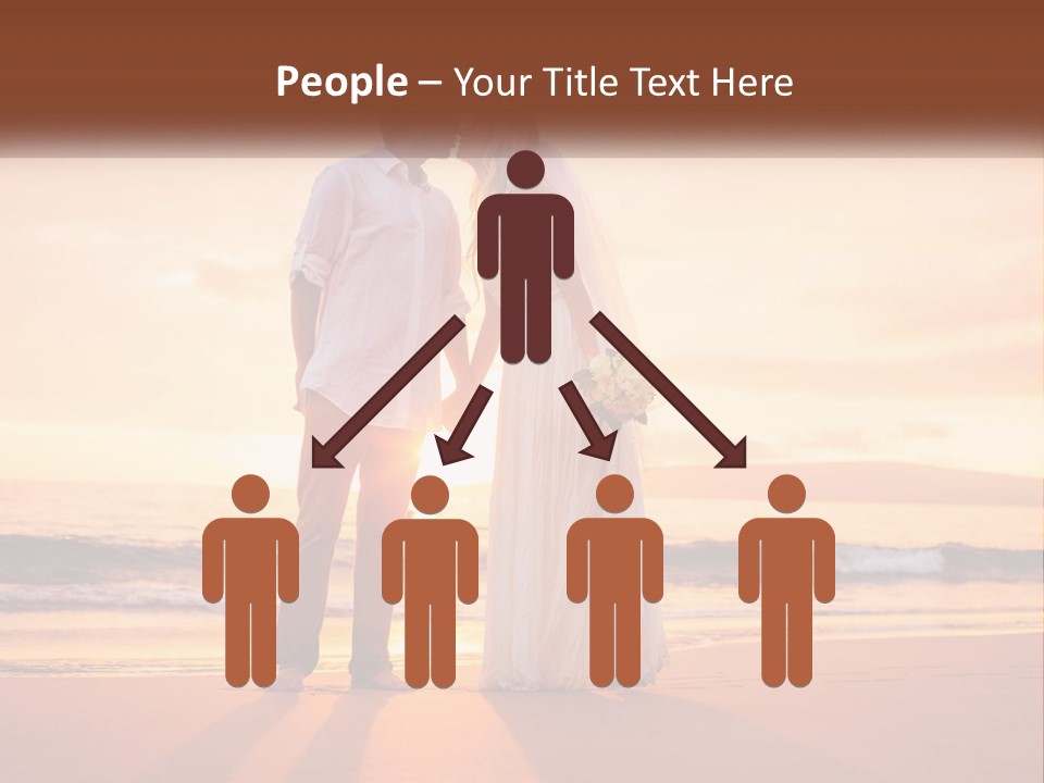 A Bride And Groom Kissing On The Beach At Sunset PowerPoint Template