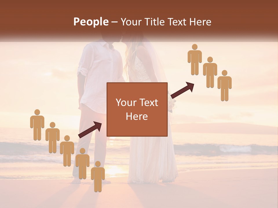 A Bride And Groom Kissing On The Beach At Sunset PowerPoint Template