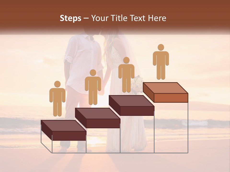 A Bride And Groom Kissing On The Beach At Sunset PowerPoint Template