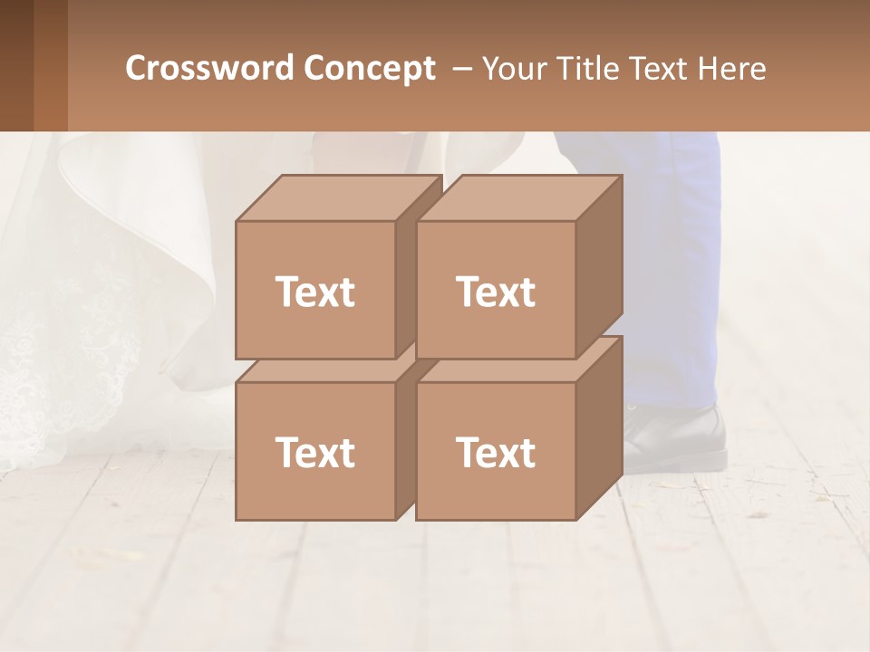 A Bride And Groom Standing Next To Each Other On A Wooden Floor PowerPoint Template