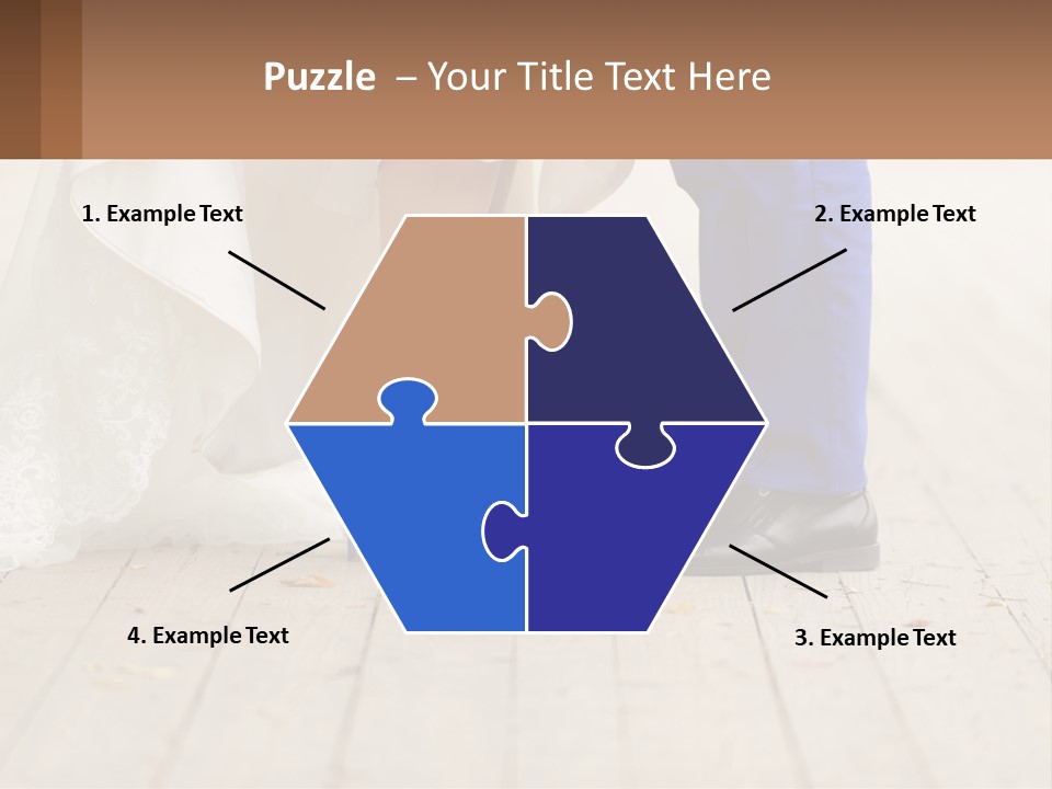 A Bride And Groom Standing Next To Each Other On A Wooden Floor PowerPoint Template