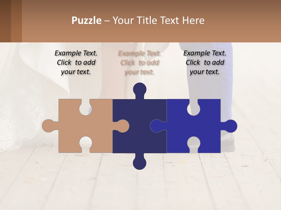 A Bride And Groom Standing Next To Each Other On A Wooden Floor PowerPoint Template