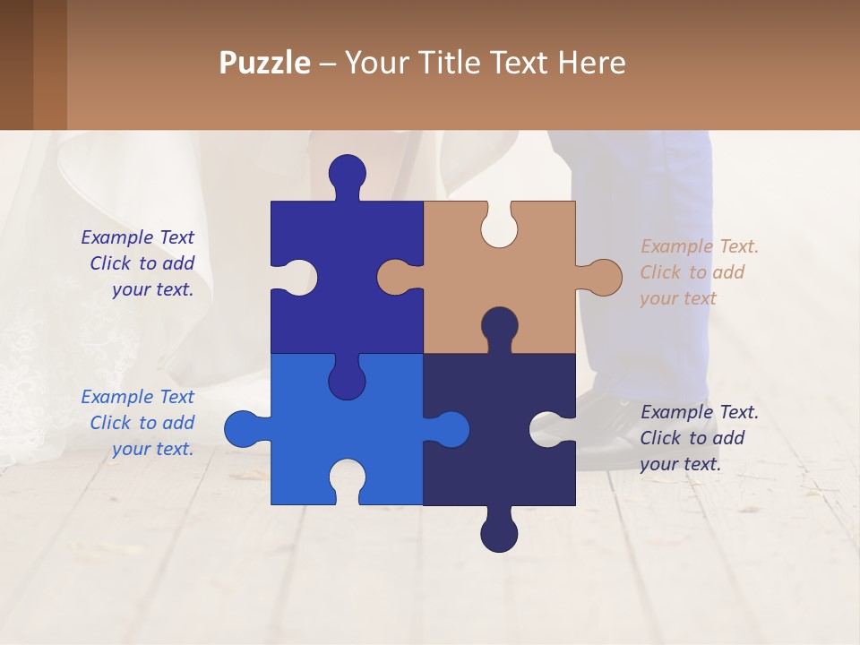 A Bride And Groom Standing Next To Each Other On A Wooden Floor PowerPoint Template