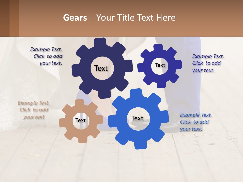 A Bride And Groom Standing Next To Each Other On A Wooden Floor PowerPoint Template