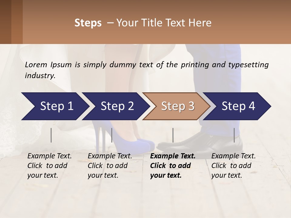 A Bride And Groom Standing Next To Each Other On A Wooden Floor PowerPoint Template