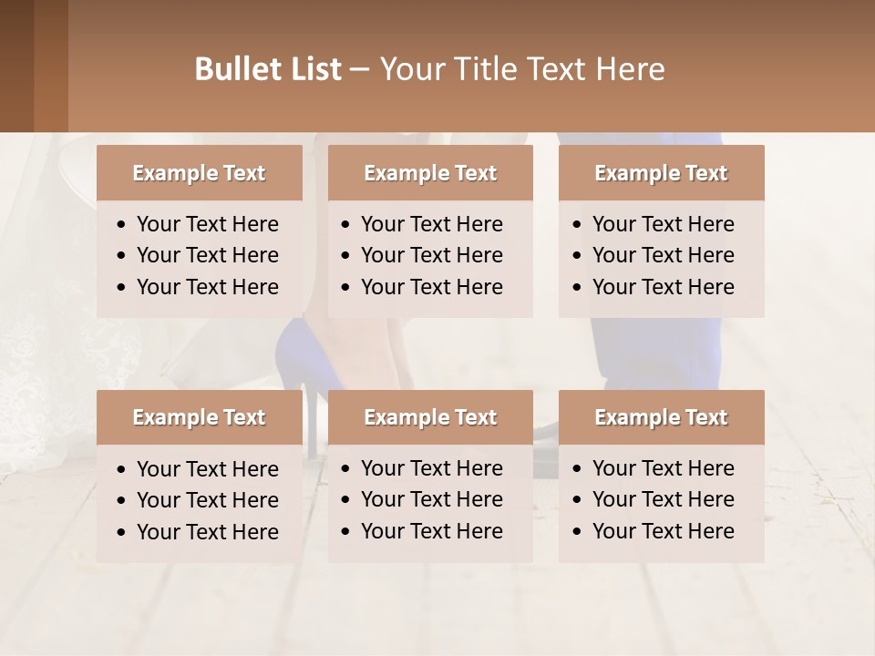 A Bride And Groom Standing Next To Each Other On A Wooden Floor PowerPoint Template