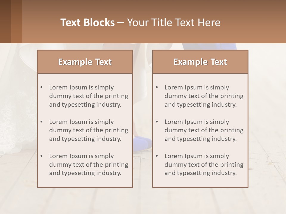 A Bride And Groom Standing Next To Each Other On A Wooden Floor PowerPoint Template