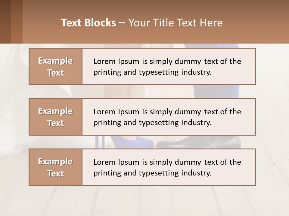 A Bride And Groom Standing Next To Each Other On A Wooden Floor PowerPoint Template