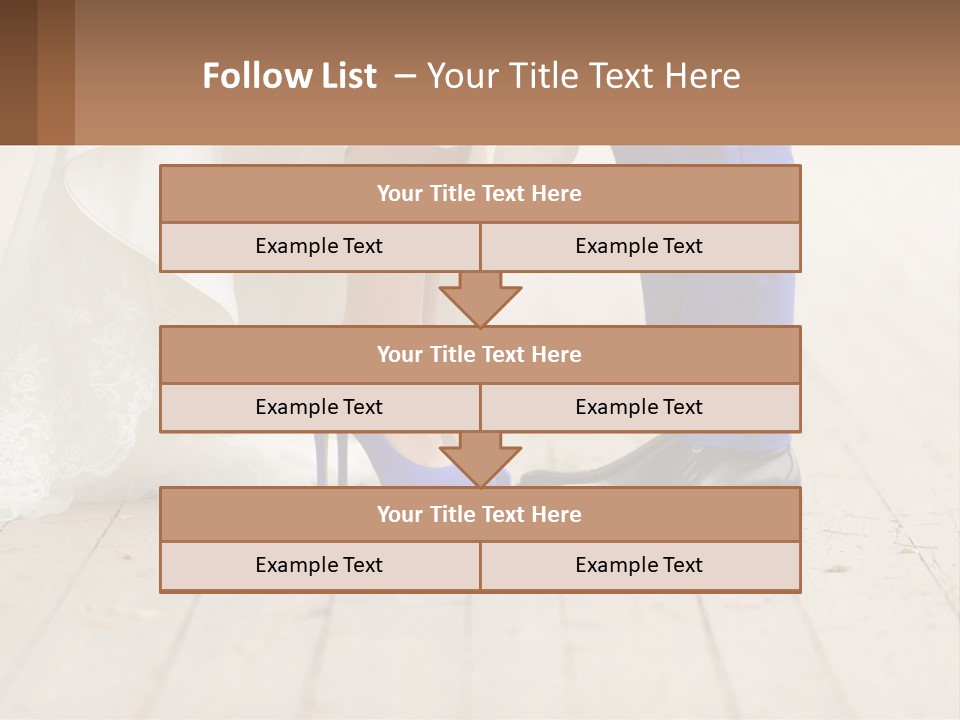 A Bride And Groom Standing Next To Each Other On A Wooden Floor PowerPoint Template