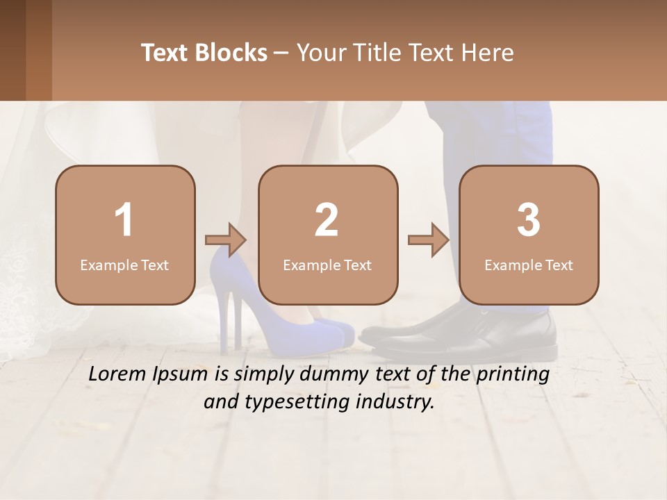 A Bride And Groom Standing Next To Each Other On A Wooden Floor PowerPoint Template