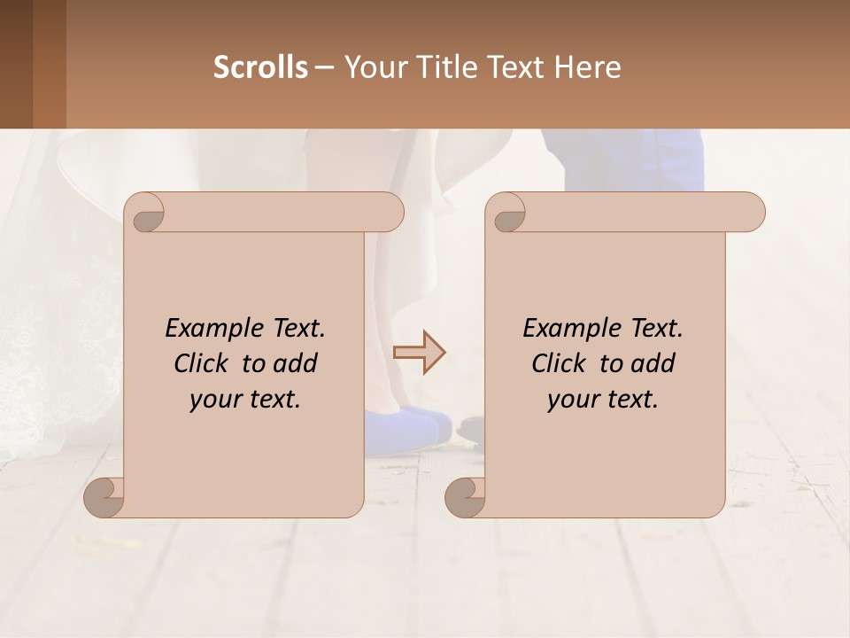 A Bride And Groom Standing Next To Each Other On A Wooden Floor PowerPoint Template