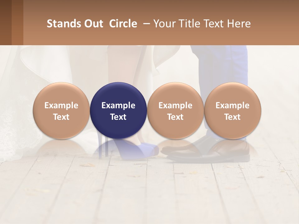 A Bride And Groom Standing Next To Each Other On A Wooden Floor PowerPoint Template