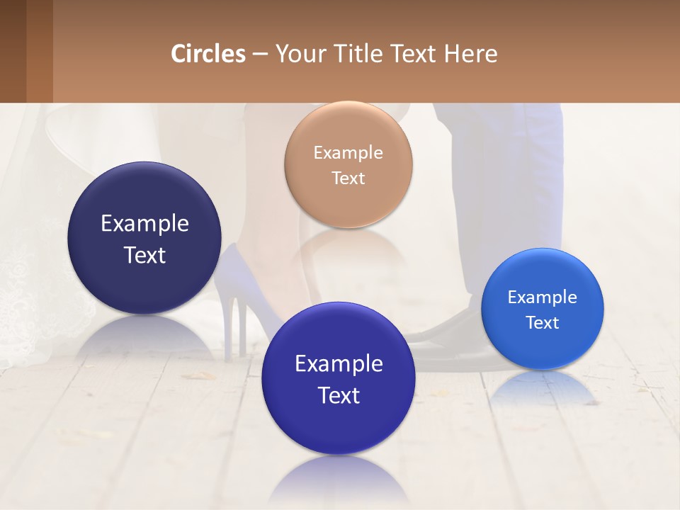 A Bride And Groom Standing Next To Each Other On A Wooden Floor PowerPoint Template