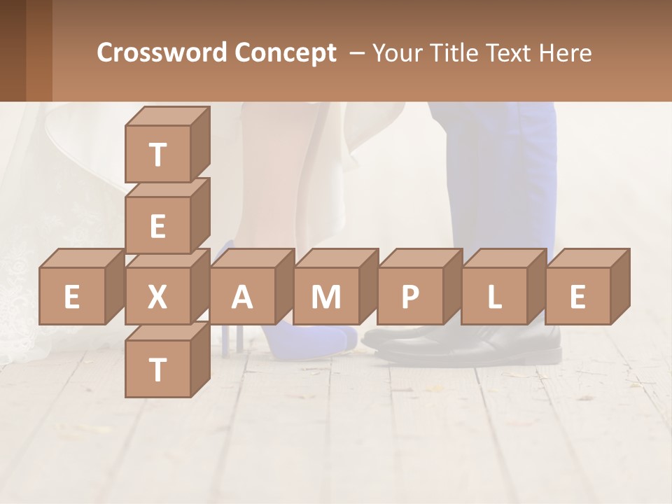 A Bride And Groom Standing Next To Each Other On A Wooden Floor PowerPoint Template